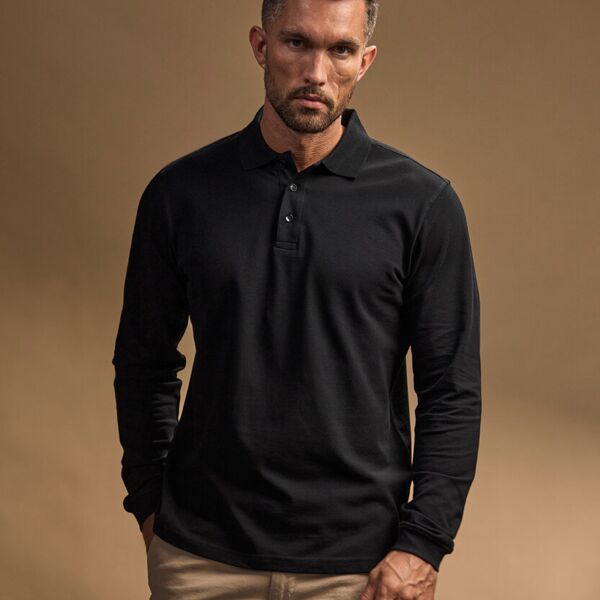 Luxury stretch long sleeve polo (1406) Thumbnail