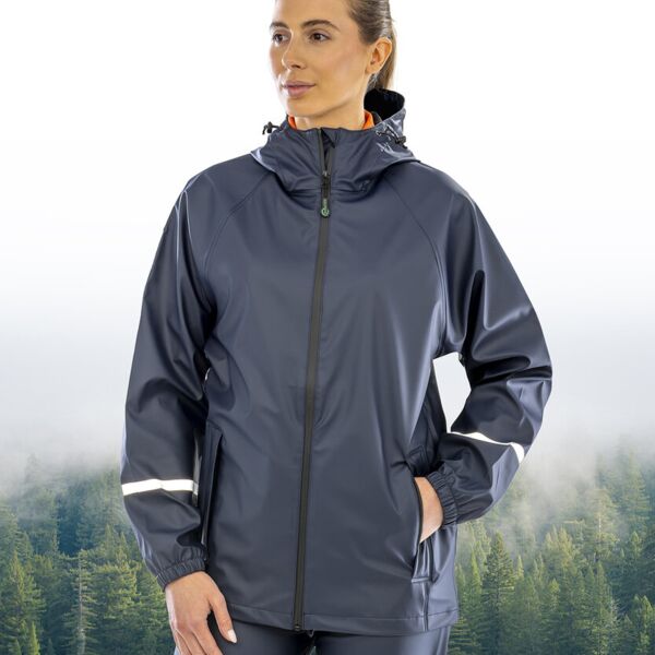 Prism PU waterproof jacket with reflective bands and recycled backing Thumbnail